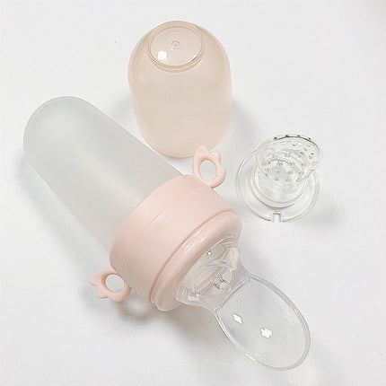 Silicone Squeeze Feeding Bottle with Spoon – For Baby Rice Cereal & Purees