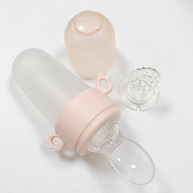 Silicone Squeeze Feeding Bottle with Spoon – For Baby Rice Cereal & Purees