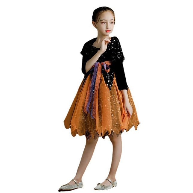 Girls’ Halloween Witch Costume Set – Hat, Dress & Magic Stick