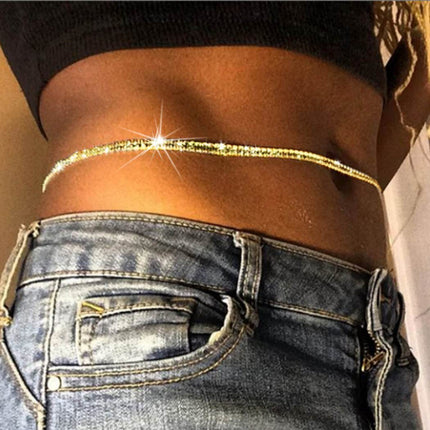 Rhinestone Body Chain – Gold & Silver Waist Accessory