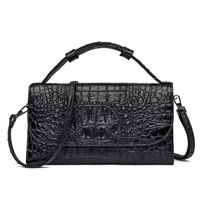 Golden Silhouette: Croc-Embossed Leather Messenger Bag
