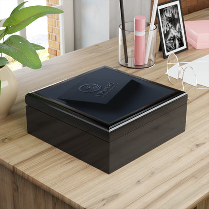 LUNVERO Luxury Jewelry Box – Matte Black with Embossed Logo