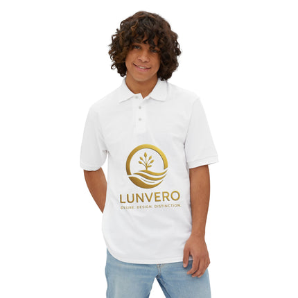 LUNVERO White Polo – Gold Edition Unisex Casual Wear, Golf Shirt, Perfect Gift, Business Casual Attire