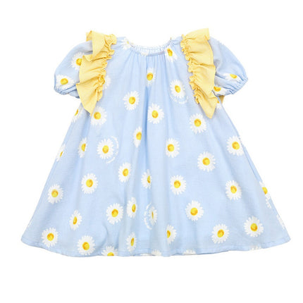 Girls’ Summer Korean Style Cotton A-Line Dress – Short Sleeve Cute Outfit