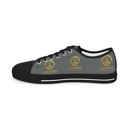 LUNVERO Black & Grey Sneakers with Gold Logo – Luxury Streetwear Shoes