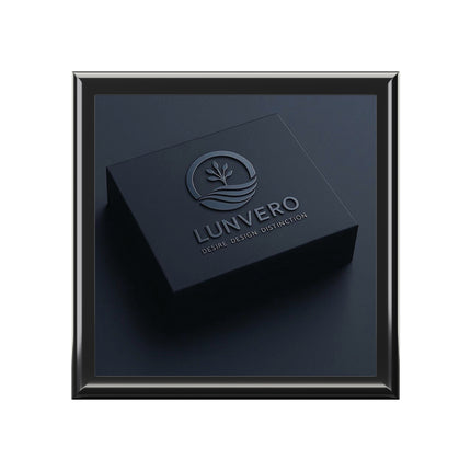LUNVERO Luxury Jewelry Box – Matte Black with Embossed Logo