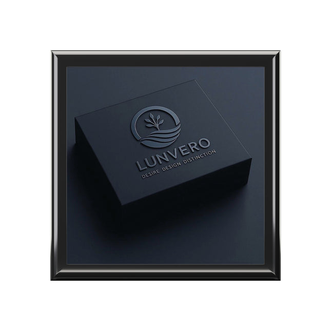 LUNVERO Luxury Jewelry Box – Matte Black with Embossed Logo
