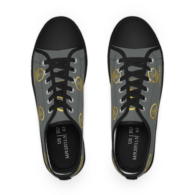 LUNVERO Black & Grey Sneakers with Gold Logo – Luxury Streetwear Shoes