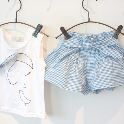 Girls’ Summer Korean Style Cotton Sleeveless Pants Set – Shorts Outfit