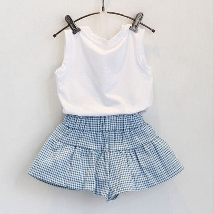 Girls’ Summer Korean Style Cotton Sleeveless Pants Set – Shorts Outfit