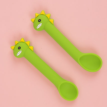 Baby Silicone Training Spoon Set – Soft Head Cartoon Design