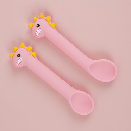 Baby Silicone Training Spoon Set – Soft Head Cartoon Design