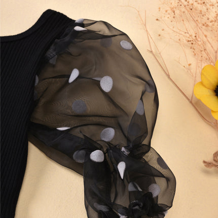 Girls’ European & American Style Mesh Two-Piece Pants Set – Long Sleeve Outfit