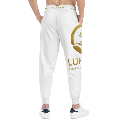 LUNVERO White & Gold Luxury Joggers (AOP) Unisex