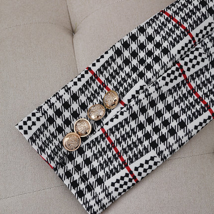 Elowen Plaid Skirt Suit Tailored Lapel Jacket & High-Waist Skirt in Elegant Check Pattern