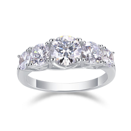 Celestial Radiance Luxury Moissanite Silver Fashion Diamond Statement Ring