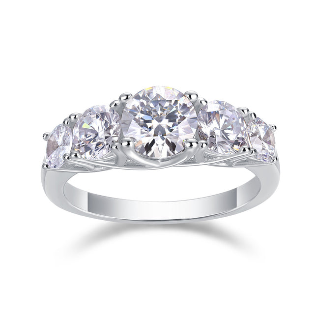 Celestial Radiance Luxury Moissanite Silver Fashion Diamond Statement Ring