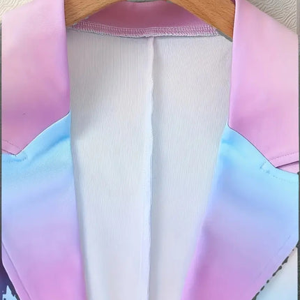 Gradient Color Elegant Suit Jacket Set