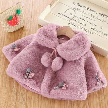 Girls’ Fleece Princess Cloak – Pastoral Cardigan with Bow