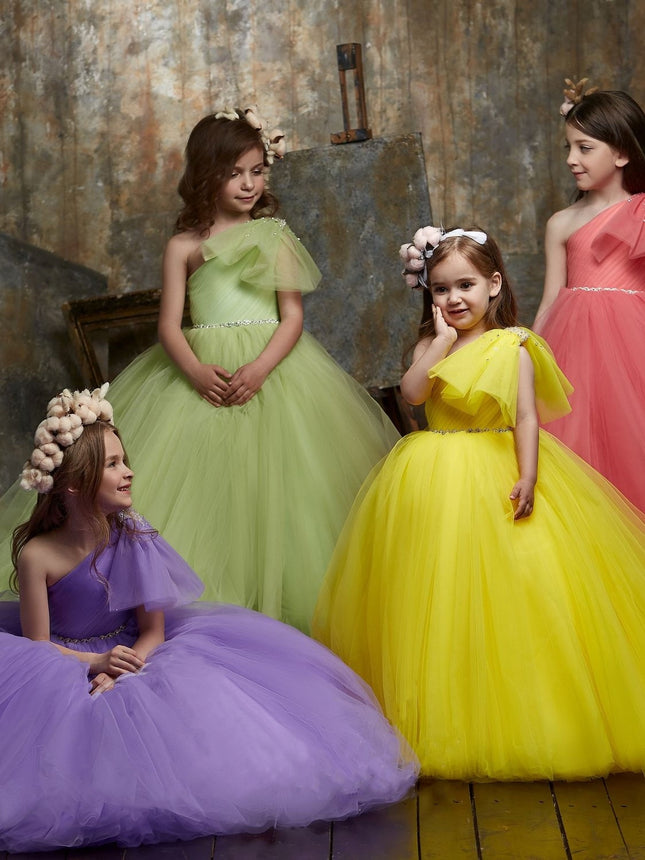 Girls’ Colorful Polyester Blend Dress – Bright Summer Outfit