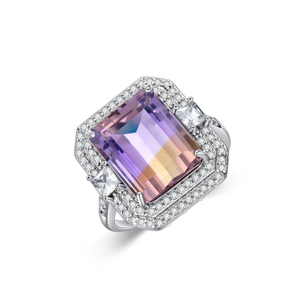 Luminous Radiance: Ombre-Amethyst Ring in Sterling Silver