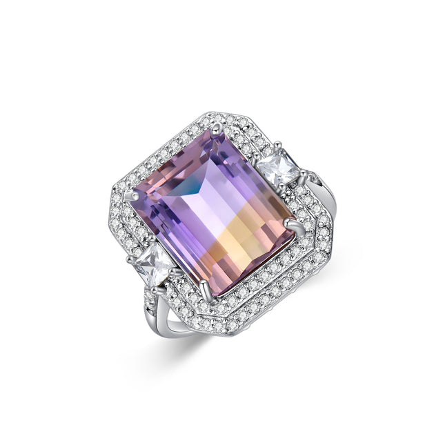 Luminous Radiance: Ombre-Amethyst Ring in Sterling Silver