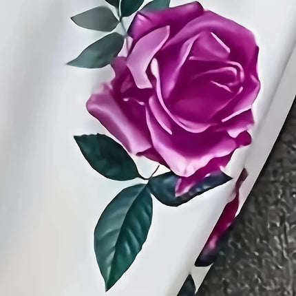 Floraison Power Set Double-Breasted Purple Blazer & High-Waist Floral Slim Pants