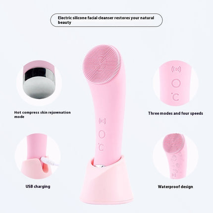 Silicone Face Cleansing Brush Facial Cleansing Brush Electric Facial Brush Vibration Heating
