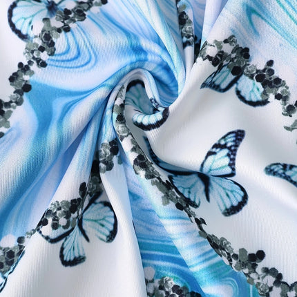 Mariposa Gradient Set Double-Breasted Butterfly Print Blazer & High-Waist Slim Pants in Sculpted Elegance