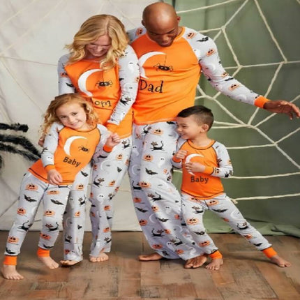 Fashionable Halloween Printed Parent-Child Outfit – Polyester Home Wear Set