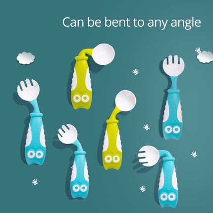 Baby Feeding Tableware – Owl Elbow Spoon & Fork Set