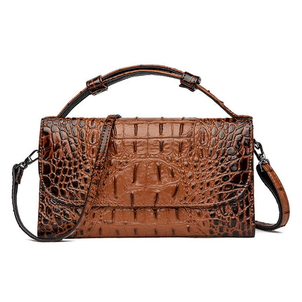 Golden Silhouette: Croc-Embossed Leather Messenger Bag