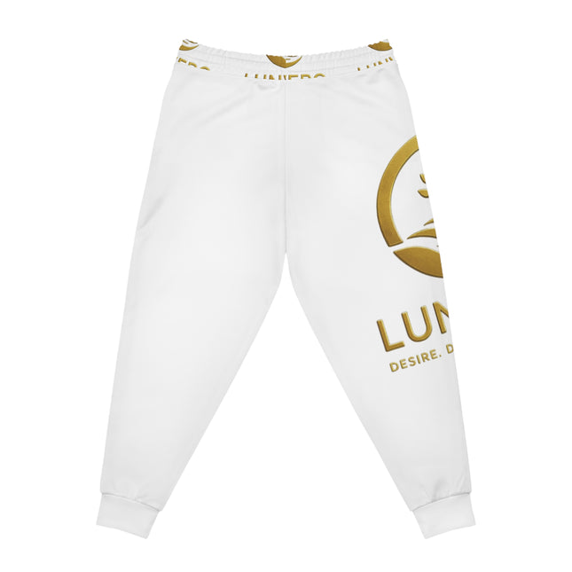 LUNVERO White & Gold Luxury Joggers (AOP) Unisex