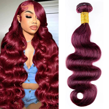 Wine Red #99J Remy Human Hair Weave 16-28 inch Long Silky Straight Unprocessed Virgin Brazilian Hair Weft Extensions for Women