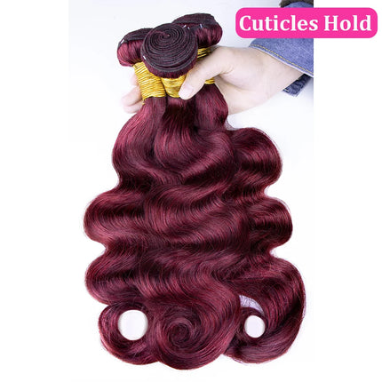 Wine Red #99J Remy Human Hair Weave 16-28 inch Long Silky Straight Unprocessed Virgin Brazilian Hair Weft Extensions for Women