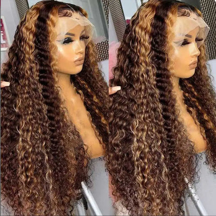Invisible Strap Highlight 360 Full Hd Lace Front Wig 250 Density Honey Blonde Glueless Wig H Deep Wave Frontal Wig Human Hair