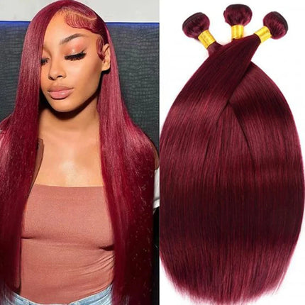 Burgundy Straight Brazilian Remy Hair Bundle 99J Wine Red Hair 1/3 Bundles Straight Sew in Hair Weave Remy Human Hair Bundle