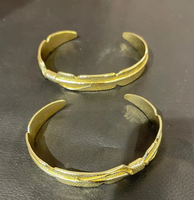 Antique Gold-Tone Feather Cuff Bracelet   Boho / Tribal / Nature-inspired unique gift hippie jewelry bohemian jewelry