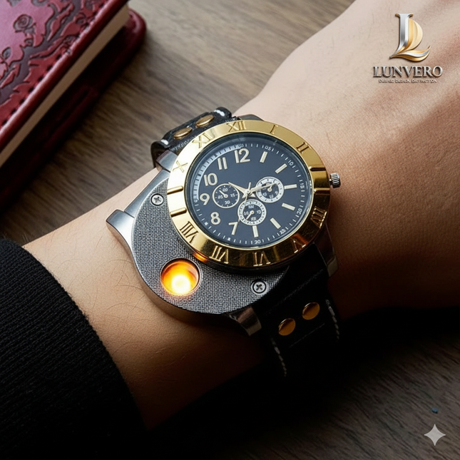 Vanguard Ember Watch Analog Timepiece with Windproof USB Lighter