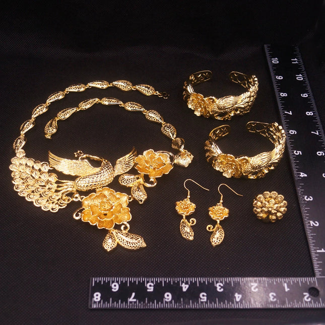 Hot Sale Luxury Trendy Popular Fashion Wedding New Arrivals Copper Gold Plated Party Gift Anniversary Jewelry Set