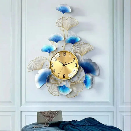 84*64CM Home Decoration Wall Art Living Room Decoration Clocks Luxury Plant Decoration Modern Metal Wall Clocks