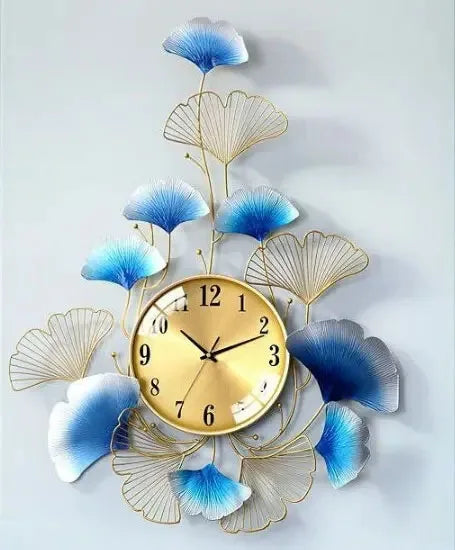 84*64CM Home Decoration Wall Art Living Room Decoration Clocks Luxury Plant Decoration Modern Metal Wall Clocks