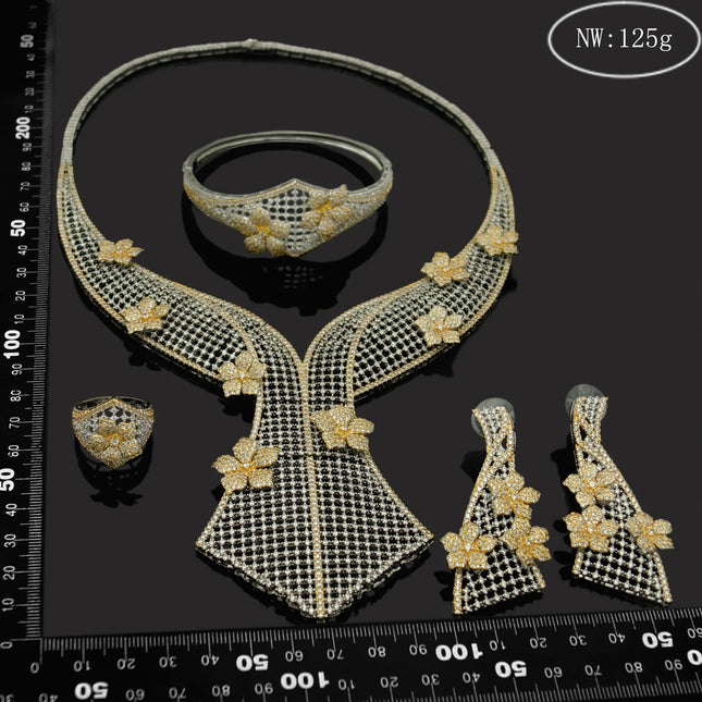 Yulaili Luxury Brass Cubic Zircon Jewelry Sets for Women Wedding Bridal Jewellery Set