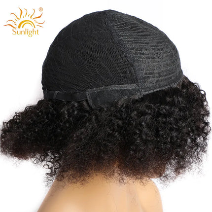 Afro Kinky Curly Wigs Full Machine Cheap Wig Sunlight Human Hair Wigs For Balck Women Remy Brazilian Short Human Wig