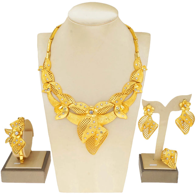 Factory  Gold Plated Jewelry Set Wholesale Bridal Necklace Jewelry Set Fashion Women Costume Pendant
