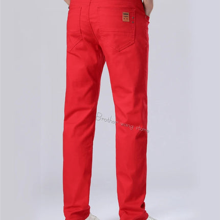 Classic Style Men's Regular Fit White Jeans Business Fashion Denim Advanced Stretch Cotton Trousers Male Brand Pants