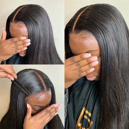 Bone Straight Human Hair Bundles with 13x4 Lace Frontal Tissage Straight Brazilian Weave Bundles With Closure 4x4 with Bundles