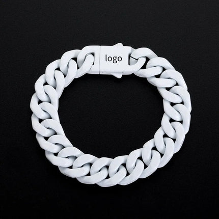 Con Catena a Maglia Cubana Con logo Personalizzato in Acciaio Inossidabile Custom Cuban Link Chain Bracelet