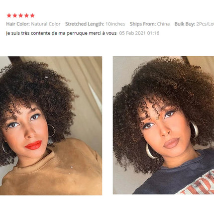 Afro Kinky Curly Wigs Full Machine Cheap Wig Sunlight Human Hair Wigs For Balck Women Remy Brazilian Short Human Wig