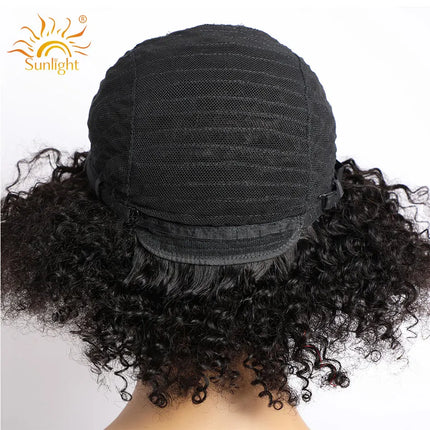 Afro Kinky Curly Wigs Full Machine Cheap Wig Sunlight Human Hair Wigs For Balck Women Remy Brazilian Short Human Wig
